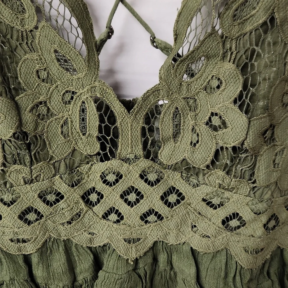 NWT FREE PEOPLE Intimately Women's sz S Olive color adjustable straps tunic - Picture 2 of 8